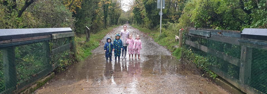splashing in puddles