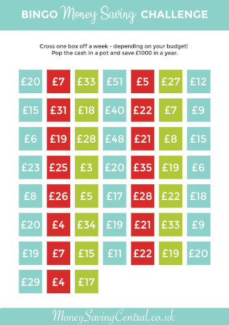 Bingo Money Saving Challenge