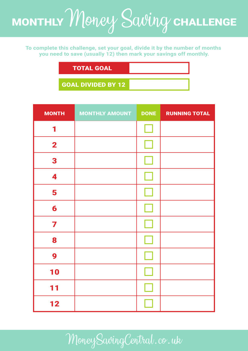 Monthly saving challenge