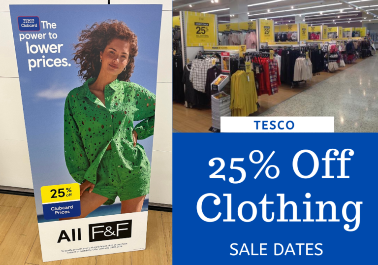 25% off clothing at Tesco Dates